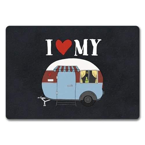 trendaffe I love my Caravan Fußmatte randlos mit Wohnwagen Motiv