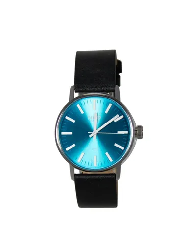 Neo Watch Quarzuhr Damen Edelstahl Lederband Silber Schwarz Blau N6-008, Mineralglas, schlicht, Lederarmband