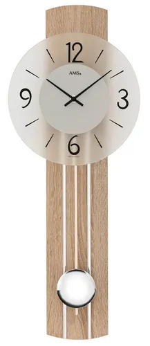 AMS Wanduhr Pendeluhr modern mit Chrom-Applikation