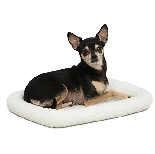 MidWest Homes for Pets QuietTime XXS Hundebett, weißes Fleece-Randpolster, ultraweich und maschinenwaschbar, passend für 46 cm große (Transport-)Boxen, für kleine Hunde und Katzen