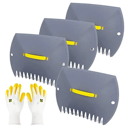 Jardineer Laubsammler Manuell, 2 Stück Laubgreifer Laubkralle mit Stiel, Laubschaufeln für die Hand, Leichtes Gewicht Laubpicker (Groß)