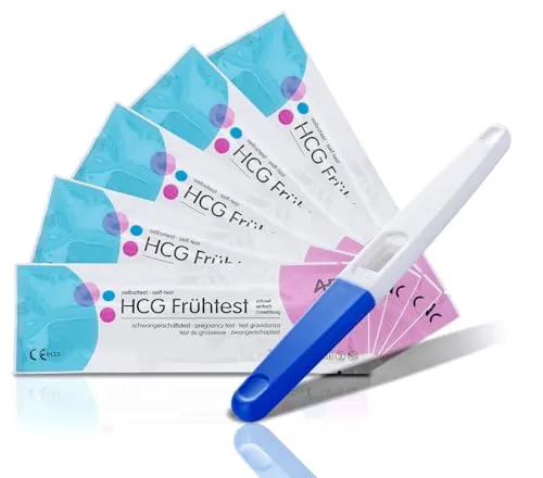 Time4Baby Mittelstrahl Schwangerschaftstest I Frühschwangerschaftstest I Schwangerschaftstest Frühtest I 6 Tage vor dem Ausbleiben der Periode testen 5 x