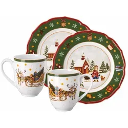 Hutschenreuther Kaffee-Set 'Wintertime' 4-teilig - Becher & Tassen: Stilvolles 4-teiliges Kaffee-Set 'Wintertime' für 2 Personen aus mikrowellen- und spülmaschinengeeignetem Porzellan in elegantem Grün.