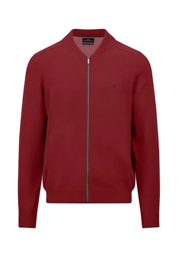 FYNCH-HATTON Strickjacke aus Baumwolle mit Reißverschluss und Stehkragen - Garnet Red - Strickjacke für Herren aus hochwertiger Baumwolle, mit praktischem Reißverschluss und modischem Stehkragen für einen sportlichen Look.