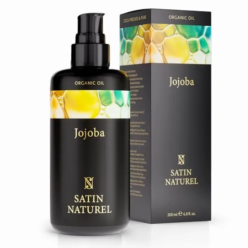 Satin Naturel Jojobaöl BIO kaltgepresst 100% rein für Haut Haare Nägel 200ml - Gesichtsöl Körperöl Vegan - Anti Aging, Natürliche Intensivpflege + Feuchtigkeitspflege - Pflegendes Jojobaöl Bio