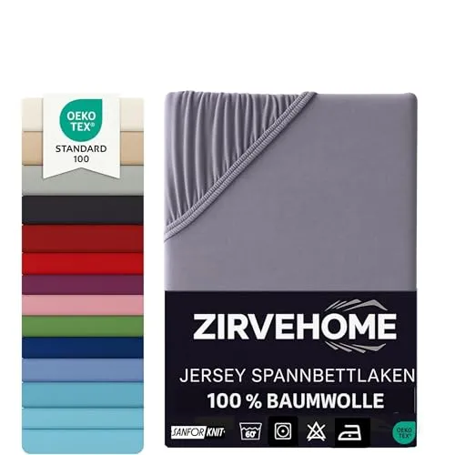Spannbettlaken 180x200-200x200 cm - Jersey Spannbetttuch 100% Baumwolle - Komfort Bettlaken für Matratzen bis 25 cm Höhe, Spannbettlaken Farbe Anthrazit