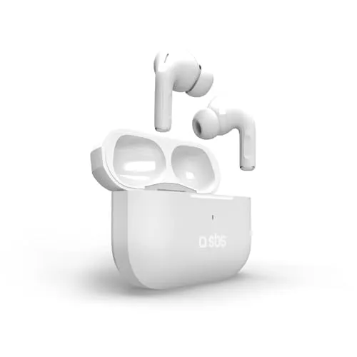 SBS Air Kab Max TWS – In-Ear-Kopfhörer mit True Wireless Stereo, Ladecase mit kabelloser Ladefunktion, Dual Leader, 5 Stunden Akkulaufzeit, Touch-Bedienung, für Smartphone, Tablet, Laptop, Weiß