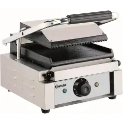 Bartscher Kontaktgrill A150668 - Vielseitiger Grill mit gerillter und glatter Fläche - Grills für den gewerblichen Einsatz, ideal zum Erwärmen und Grillen. Hochwertige Gusseisenplatten und manuelle Steuerung für optimale Ergebnisse.