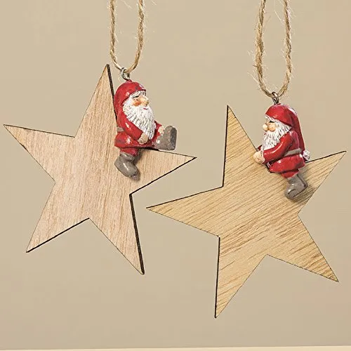 BOLTZE Stern Hänger Santa Baumschmuck Fensterschmuck H 9 cm 2er Set