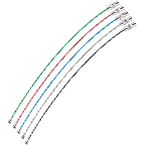webbomb® 5x Schlüsselringe aus Drahtseil 1,5x 150mm Edelstahl Gepäckanhänger mit PVC Ummantelung & Drehverschluss multifunktionale Drahtringe Schlüsselanhänger Schlüssel Organizer (Bunt)