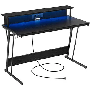 Produktbild VASAGLE Gaming Schreibtisch schwarz rechteckig mit C-Fuß-Gestell