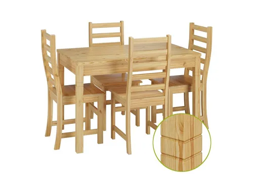ERST-HOLZ Essgruppe Moderne Essgruppe mit Tisch 120 x 75 und 4 Stühlen Kiefer Massivholz