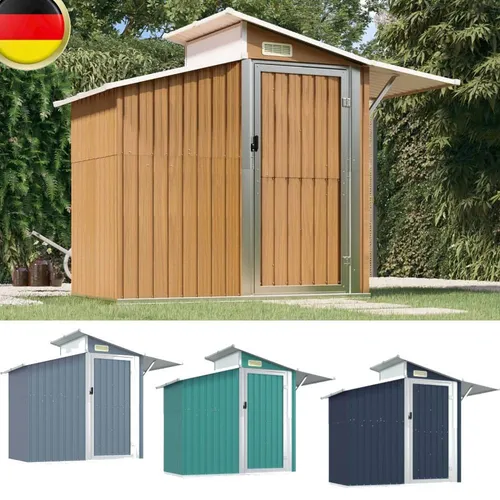 vidaXL Geräteschuppen, Braun 270x130x208,5cm - Gerätehäuser aus rostfreiem verzinktem Stahl, ideal für die Aufbewahrung von Werkzeugen und Gartengeräten mit praktischer Entlüftung.