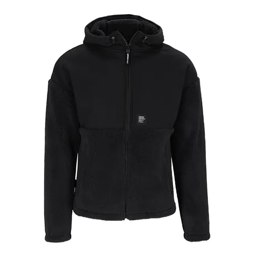 Spitzbub Sherpa Fleece Hybridjacke Herren Schwarz,wasserabweisend & winddicht,atmungsaktiv-Kapuze & verstellbare Bündchen Outdoorjacke (DE/NL/SE/PL, Alphanumerisch, M, Regular, Regular, Schwarz)