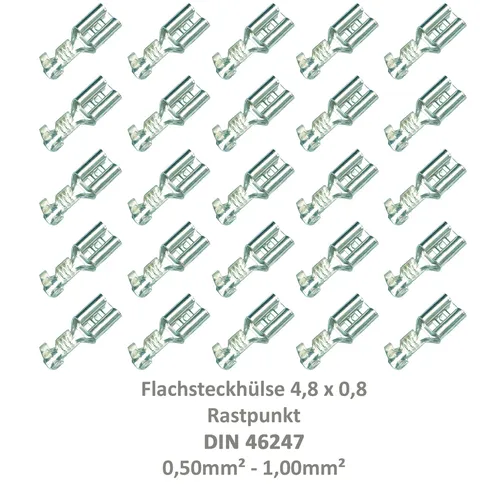 Flachsteckhülse 4,8x0,8 Kabelschuh unisoliert 0,5²