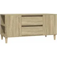 vidaXL TV-Schrank Sonoma-Eiche 102x44,5x50 cm - TV-Halterungen im skandinavischen Stil mit 4 offenen Fächern und 2 Schubladen für optimalen Stauraum und Ordnung.