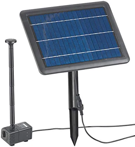 Royal Gardineer Solar Teichpumpe: Teich- und Springbrunnen-Pumpe mit 4-Watt-Solarpanel und Akkubetrieb (Solar Wasserpumpe, Brunnen Pumpe, Zimmerbrunnen)