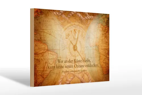 Holzschild Spruch 20x30 cm Wer an der Küste bleibt Deko Schild