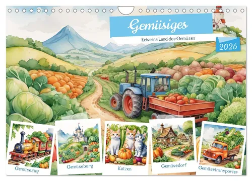 Gemüsiges - Reise ins Land des Gemüses (Wandkalender 2026 DIN A4 quer) - Hochwertiger Fotokalender mit 12 beeindruckenden Bildern, ideal für ein schönes Zuhause. Robuste Spiralbindung und umweltfreundliches Papier aus Deutschland. Perfekt als Geschenk für jeden Anlass.