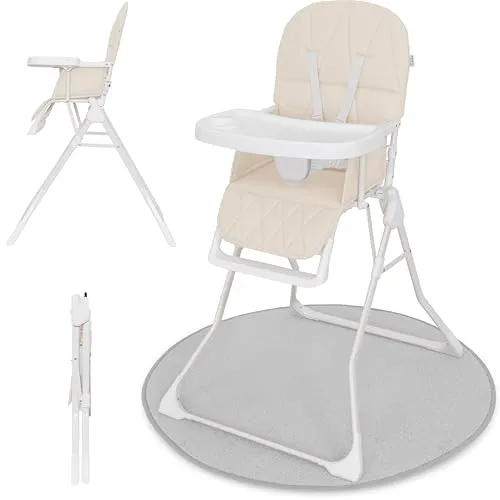 ib style Hochstuhl Baby Leno - Komplakt, klappbar, mit Esstisch, 5-Punkt Sicherheitsgurt, mitwachsend, für Kinder, die eingenständig sitzen können bis 3 Jahre (15kg), Sand