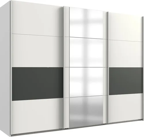 WIMEX Barmbek Schwebetürenschrank - Kleiderschrank mit 3 Spiegeltüren, 5 variablen Einlegeböden und 2 Stoffboxen für optimalen Stauraum. Made in Germany - Qualität, die überzeugt!