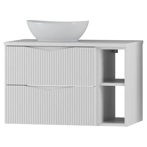 Lomadox Waschtisch 80 cm Weiß mit Rillenfront und Softclose-Schubladen