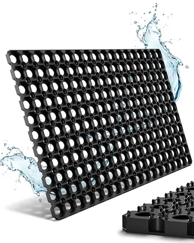 Entrando Ringgummimatte 40x60 cm - Gummifußmatte 22 mm stark mit Löchern & Noppenprofil, rutschfest & robust - Fußabtreter Außenbereich für Haustür, Balkon, Wohnmobil, Camping, Garten, Fliesen