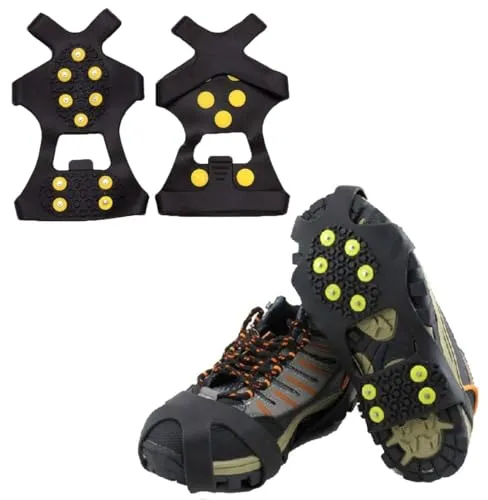 QeeHeng rutschfeste EIS- und Schneeschuhclips, Gummischuhe, rutschfeste EIS- und Schneeschuhabdeckungen, Steigeisen, leichte einziehbare EIS- und Schneeschuhe, Schuhgröße L