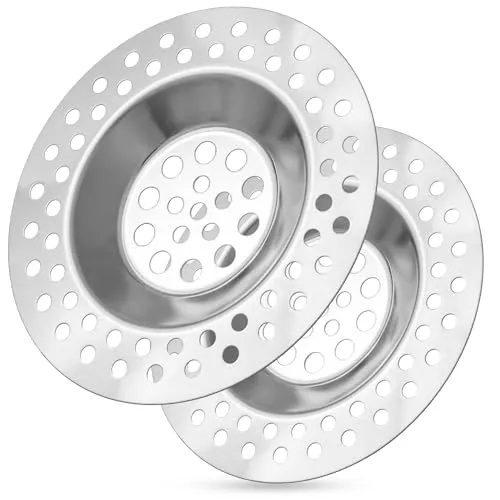 ECENCE Abflusssieb -2 Stück - aus Edelstahl rostfrei 7cm, Haarsieb für Dusche und Badewanne, Sieb Küche Spüle, Abflusssieb für Spülbecken