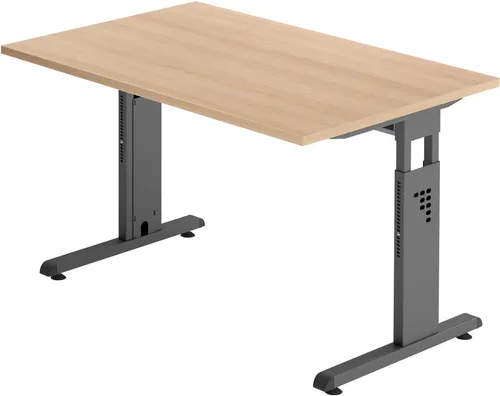 Hammerbacher Schreibtisch O-Serie, eiche/graphit - Kinderschreibtisch, höhenverstellbar für optimale Ergonomie, ideal für wachsende Kinder und flexibles Arbeiten.