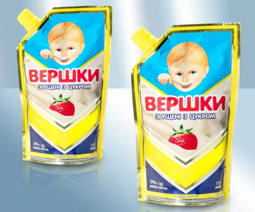 Malysch Gezuckerte Kondensmilch 15% Doy-Pack 290g Sguschtschonka Süßigkeiten