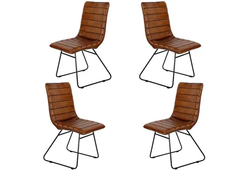 Casa Moro Esszimmerstuhl aus echtem Leder – Brauner Retro Polsterstuhl - Eleganter Esszimmerstuhl mit handgefertigtem Echtlederbezug. Ideal für Fliesen-, Laminat- und Teppichböden. Modernes Kufengestell sorgt für Stabilität und stilvollen Look.