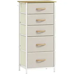 HOMCOM Kommode mit 5 Schubladen und Stahlrahmen – Modernes Sideboard in Beige