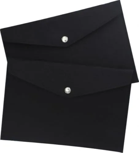 Dokumententasche Sammeltasche Sichttasche 2 Stück A4 quer, mit Druckknopf, aus Filz (Schwarz)