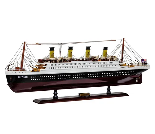 Aubaho Dekoobjekt Modellschiff Titanic - 80cm Holzschiff - Maritime Dekoration, handgefertigtes Modell der Titanic aus Holz, ideal für Sammler und Liebhaber antiker Deko.