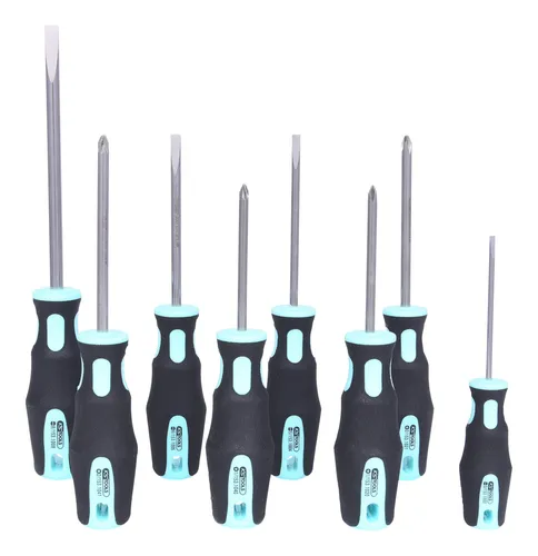 KS Tools Edelstahl Schraubendreher-Satz, 8-teilig - 153.2000 - Schraubendreher Set aus hochwertigem Edelstahl, rostfrei und langlebig, ideal für präzise Arbeiten und Reparaturen.
