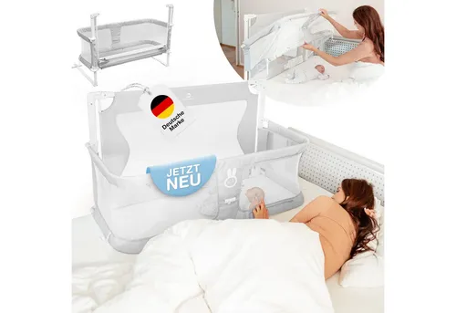 BabyBeFun Beistellbett für sicheres Stillen - Gitterbett für Elternbett, passt an alle Betten inkl. Boxspring, mit Videoanleitung zur einfachen Montage.