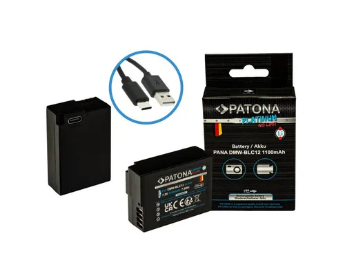 2x Akku für Panasonic DMW-BLC12 mit USB-C Input - Akkus für Panasonic FZ2000, FZ300, GX8, G81, GH2 - 1100mAh Kapazität für längere Aufnahmezeiten und schnelles Laden über USB-C.