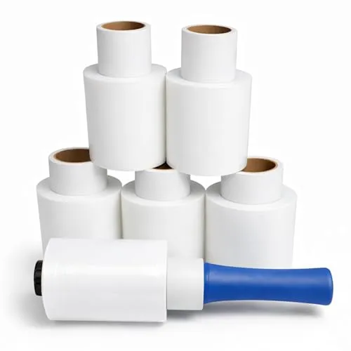 Freiziel® 6x Mini Rollen 10 cm Stretchfolie 23 my + Abroller (weiß)