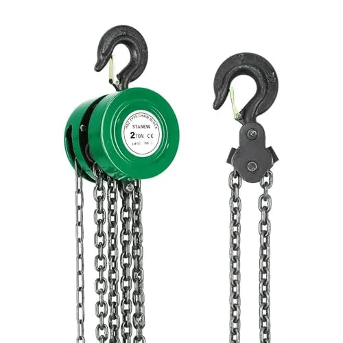 Kettenzug mit Robustem Haken Stanew,Kettenzug 2000kg, Handseilwinde 3,0 m, Doppelte Ladekette, Kette G80, Hebehaken mit Sicherheitm, Grün (2 Tonne 3,0 m)