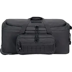 Brandit US Cooper Trolley - Robuste 140L Ausrüstungstasche in Schwarz - Koffer mit 140L Volumen, gefertigt aus strapazierfähigem 600D Polyester, ideal für Reisen und Outdoor-Aktivitäten. Ausgestattet mit einem praktischen Trolley-System und Molle-System für zusätzliche Taschen.