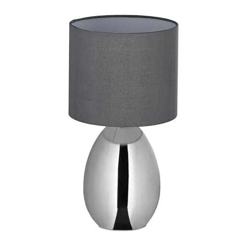 Tischlampe Nachttischlampe E14 - Relaxdays - Stilvolle Tischlampe in Silber, ideal für Nachttische oder Fensterbänke. Mit einer Höhe von 33,5 cm sorgt sie für gemütliches Licht und setzt Akzente in jedem Raum.