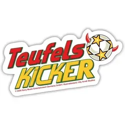 Spreadshirt Teufelskicker Schriftzug Mit Fußball Sticker Aufkleber, 10 x 10 cm, Mattweiß - Weiß