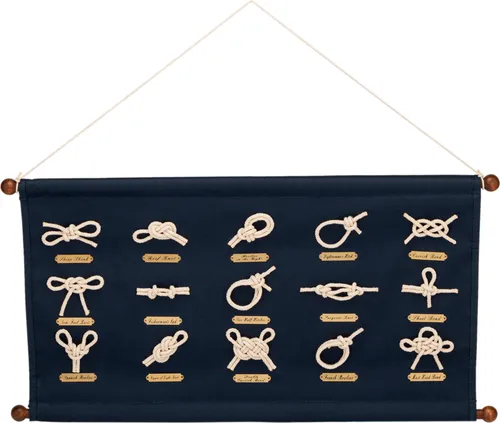 NKlaus Knoten-Wandbehang aus Segelstoff und Holz in blau von NKlaus