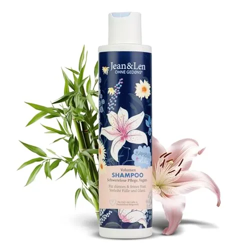 Jean & Len Volumen Shampoo Bambus & Lilie - Veganes Shampoo für dünnes Haar, verleiht Fülle und Glanz mit blumigem Duft, ohne Parabene und Silikone, ideal für mehr Vitalität.