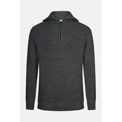 Troyer Hanseheld Wolle Herren Anthrazit - Herren-Pullover aus hochwertiger Schurwolle, klassischer Troyerkragen mit Reißverschluss, in stilvollem Anthrazit, ideal für kühle Tage und bequem zu pflegen.