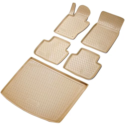 Fußmatten & Kofferraumwanne Set für BMW 5er E61 Touring (2004-2010) - Maßgefertigtes Set aus abwaschbaren, wasserdichten Materialien. Schützt den Kofferraum effektiv und sorgt für einen rutschfesten Halt. Ideal für Haustierbesitzer und den täglichen Einsatz.