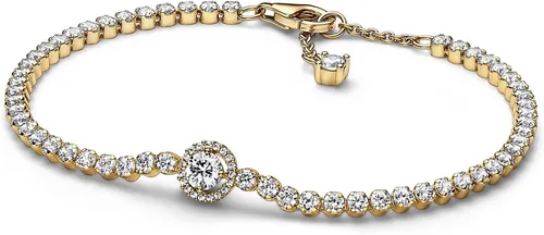 PANDORA Funkelnder Kranz Tennisarmband in 14 Karat Vergoldete Metalllegierung - Bead Charms für Damen, handveredelt mit funkelnden Kristallen und einem eleganten Karabinerverschluss für einen klassischen Look.