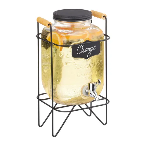 Getränkespender 4 Liter - Saftspender & Wasserspender - Krüge & Kannen, dekorativer Glas Getränkebehälter mit Vintage-Stil, einfach zu füllen und spülmaschinenfest, ideal für Partys und Veranstaltungen.