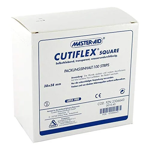 Cutiflex Folien-Pflaster square 38x38mm - MasterAid - Pflaster, hypoallergen und wasserfest, ideal für empfindliche Haut und schnelle Wundheilung.